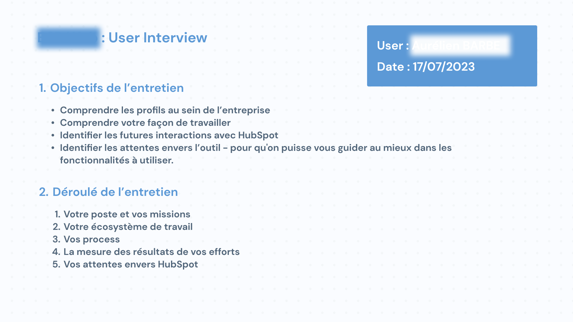 User interview